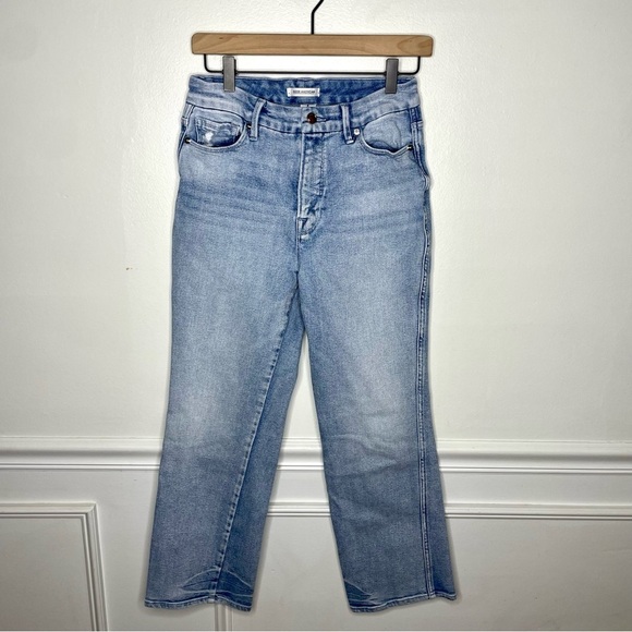 Good American Good Curve Light Wash Crop Straight Jean Womens 6/28